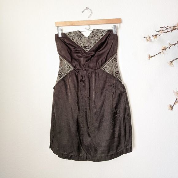 ECOTE Strapless Dress Metallic Tribal Mini Tube Party Cocktail Medium Juniors - Picture 6 of 8